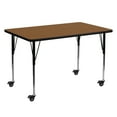 thumbnail image 1 of Flash Furniture Mobile 30''W x 60''L Rectangular Oak HP Laminate Activity Table - Standard Height Adjustable Legs, 1 of 3