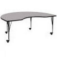 thumbnail image 1 of Flash Furniture Mobile 48''W x 72''L Kidney Grey Thermal Laminate Activity Table - Height Adjustable Short Legs, 1 of 3