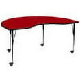 thumbnail image 1 of Flash Furniture Mobile 48''W x 96''L Kidney Red Thermal Laminate Activity Table - Standard Height Adjustable Legs, 1 of 3
