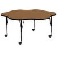 Flash Furniture Mobile 60'' Flower Oak Thermal Laminate Activity Table - Height Adjustable Short Legs