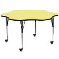 Flash Furniture Mobile 60'' Flower Yellow Thermal Laminate Activity Table - Standard Height Adjustable Legs