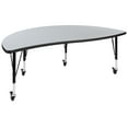 thumbnail image 1 of Flash Furniture Mobile 60" Half Circle Wave Collaborative Grey Thermal Laminate Activity Table - Height Adjustable Short Legs, 1 of 11