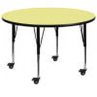Flash Furniture Mobile 60'' Round Yellow Thermal Laminate Activity Table - Height Adjustable Short Legs