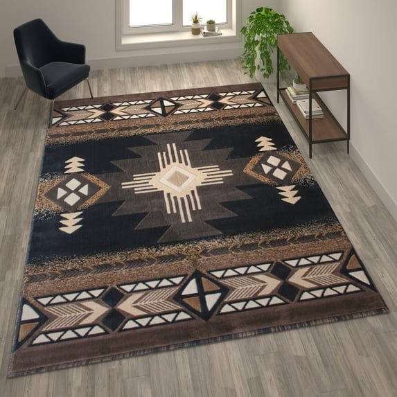 Flash Furniture Mohave Rectangular Southwestern Beige, Brown, Black Area Rug, 8' x 10'