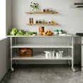 thumbnail image 1 of Flash Furniture NSF Certified Stainless Steel Prep and Work Table 30"x 72" with 2 Galvanized Steel Undershelves and 4 Casters, Heavy Duty Food Prep Worktable, 1 of 9