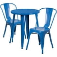 thumbnail image 1 of Flash Furniture Napoleon Commercial Grade 24" Round Blue Metal Indoor-Outdoor Table Set with 2 Cafe Chairs, 1 of 5