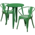 thumbnail image 1 of Flash Furniture Napoleon Commercial Grade 24" Round Green Metal Indoor-Outdoor Table Set with 2 Arm Chairs, 1 of 5