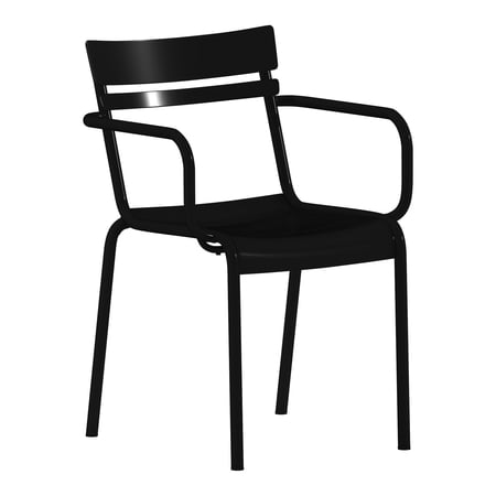Flash Furniture Nash Commercial Grade Black Steel Indoor-Outdoor Stackable Chair with 2 Slats and Arms