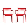 thumbnail image 1 of Flash Furniture Nash Commercial Grade Red Steel Indoor-Outdoor Stackable Chair with 2 Slats and Arms, Set of 2, 1 of 13