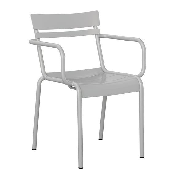 Flash Furniture Nash Commercial Grade Silver Steel Indoor-Outdoor Stackable Chair with 2 Slats and Arms, Set of 2