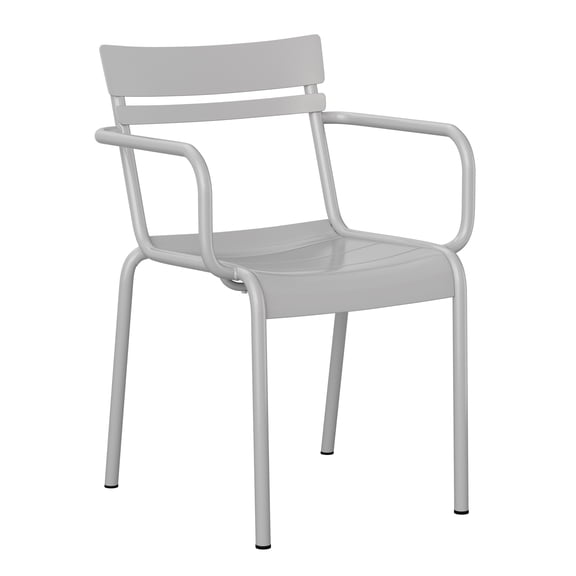 Flash Furniture Nash Commercial Grade Silver Steel Indoor-Outdoor Stackable Chair with 2 Slats and Arms