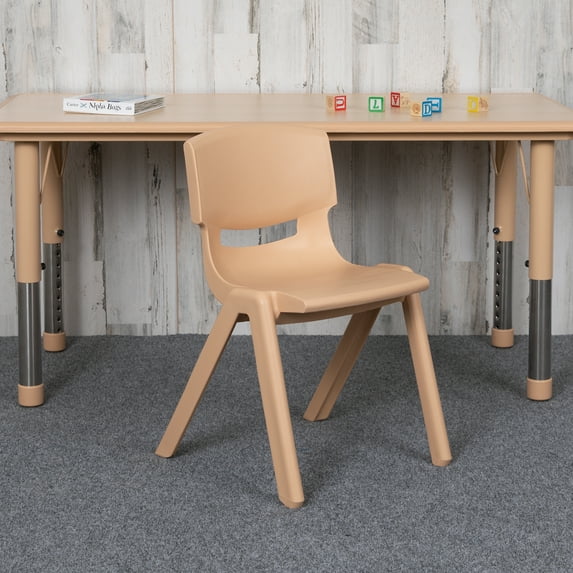 Flash Furniture Natural Plastic Stackable School Chair with 13.25" Seat Height