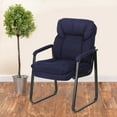 thumbnail image 1 of Flash Furniture Navy Microfiber Executive Side Reception Chair with Lumbar Support and Sled Base, 1 of 7