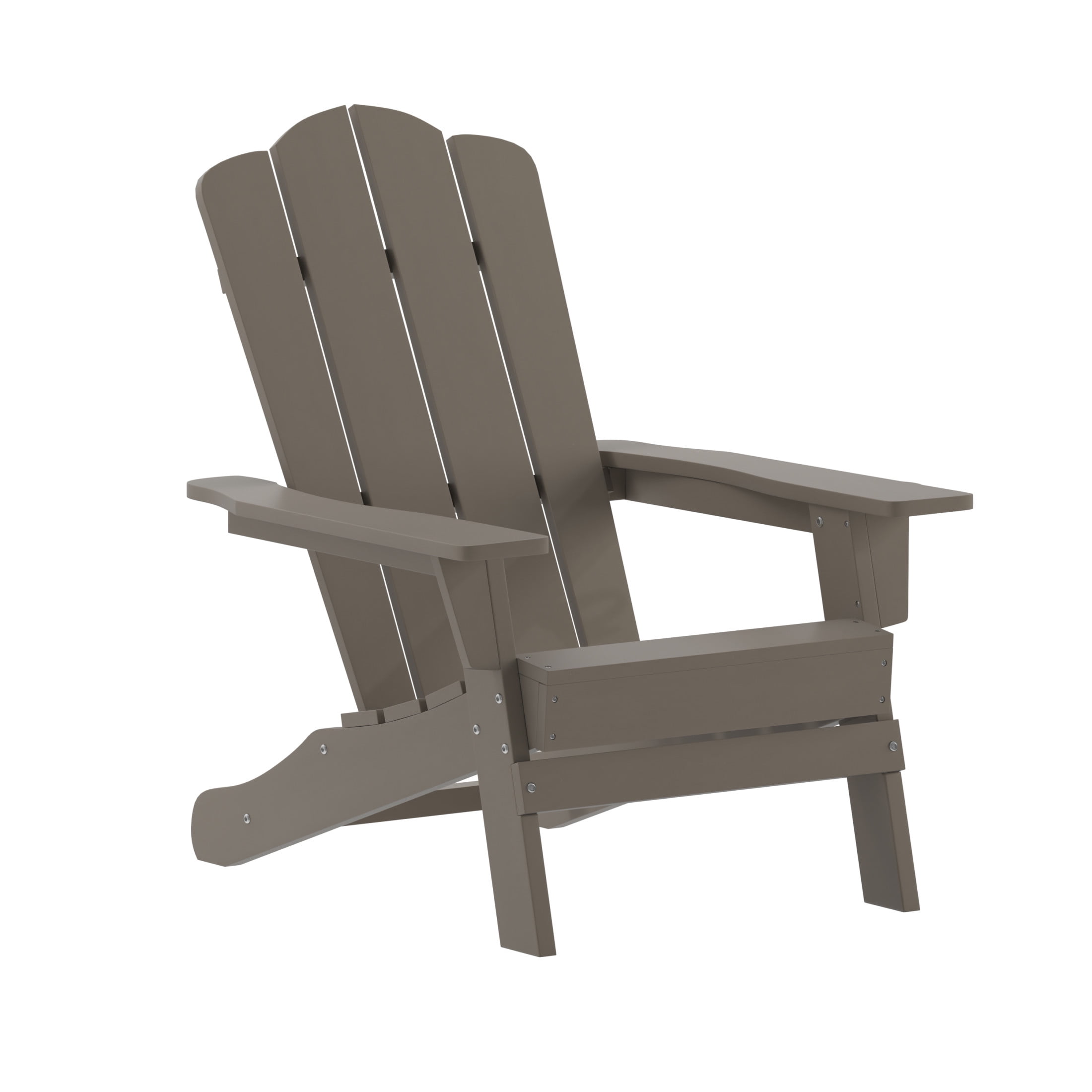 Flash Furniture Newport Adirondack Chair with Cup Holder, Weather Resistant HDPE Adirondack Chair in Brown