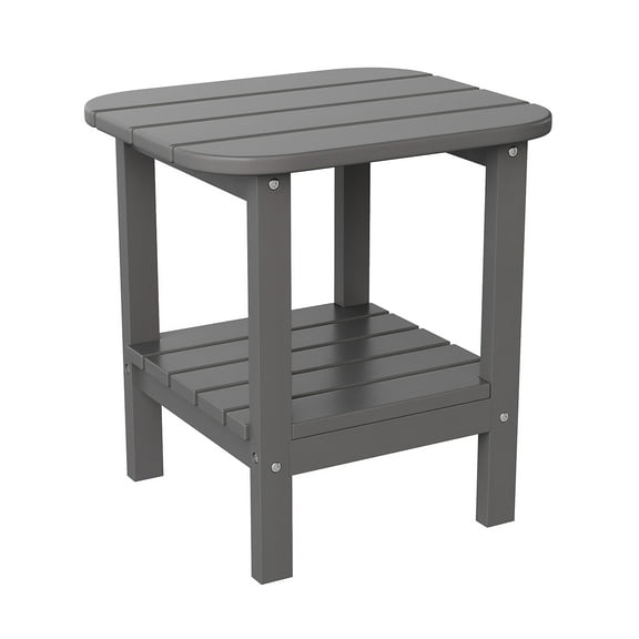 Flash Furniture Newport Indoor-Outdoor 2-Tier Adirondack Side Table Gray (LEHMP1351517HGY)