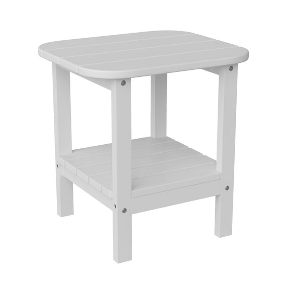 Flash Furniture Newport Indoor-Outdoor 2-Tier Adirondack Side Table White (LEHMP1351517HWT)