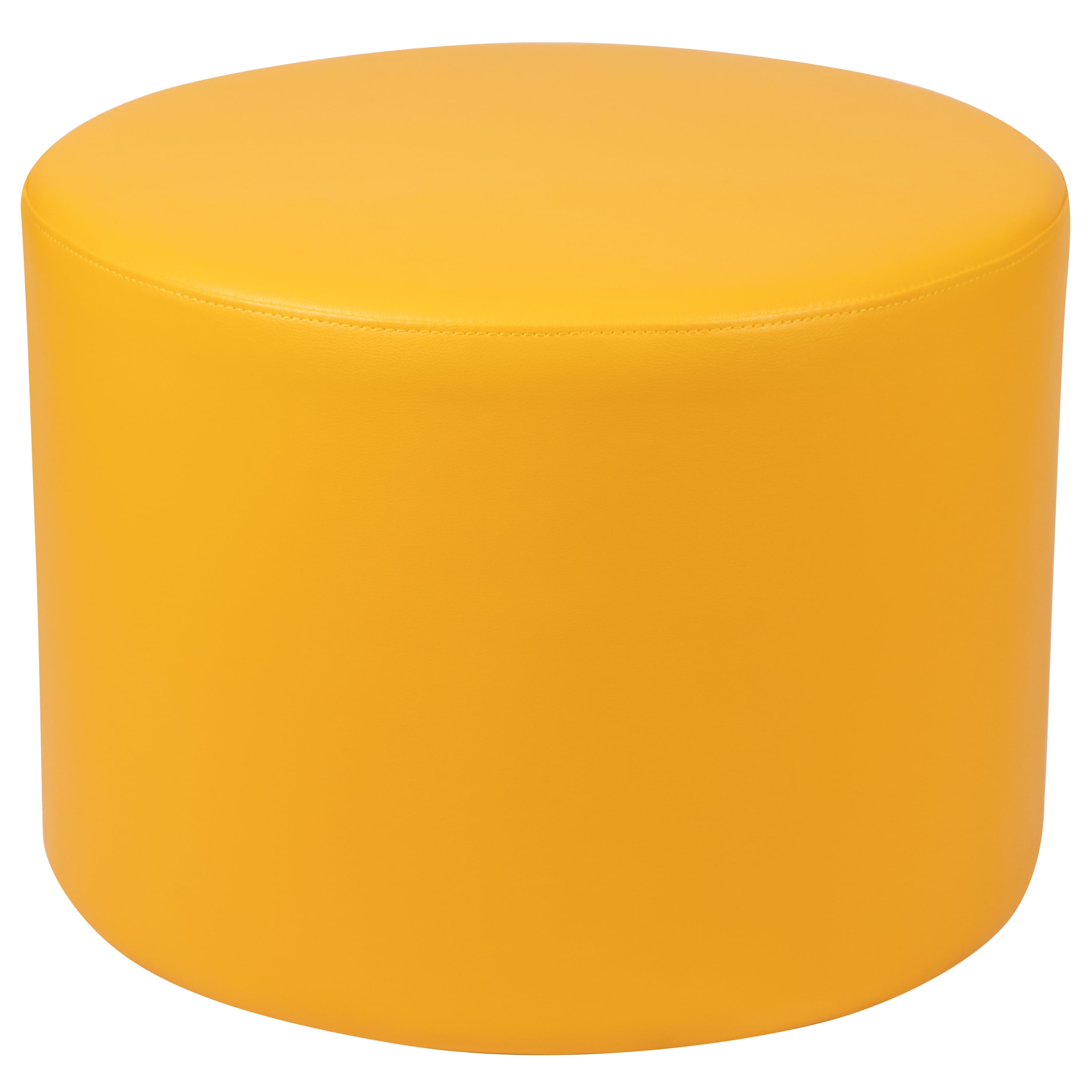 Modular Yellow Vinyl Round Ottoman for Versatile Spaces