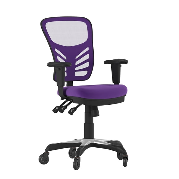 Flash Furniture Nicholas Mesh Mid Back Executive Chair with Arms, 300 lb, Purple