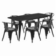 thumbnail image 1 of Flash Furniture Oakley Commercial Grade 31.5" x 63" Rectangular Black Metal Indoor-Outdoor Table Set with 6 Arm Chairs, 1 of 2