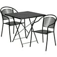 thumbnail image 1 of Flash Furniture Oia Commercial Grade 28" Square Black Indoor-Outdoor Steel Folding Patio Table Set with 2 Round Back Chairs, 1 of 5