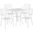 thumbnail image 1 of Flash Furniture Oia Commercial Grade 28" Square White Indoor-Outdoor Steel Patio Table Set with 4 Square Back Chairs, 1 of 5