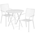thumbnail image 1 of Flash Furniture Oia Commercial Grade 30" Round White Indoor-Outdoor Steel Folding Patio Table Set with 2 Square Back Chairs, 1 of 5