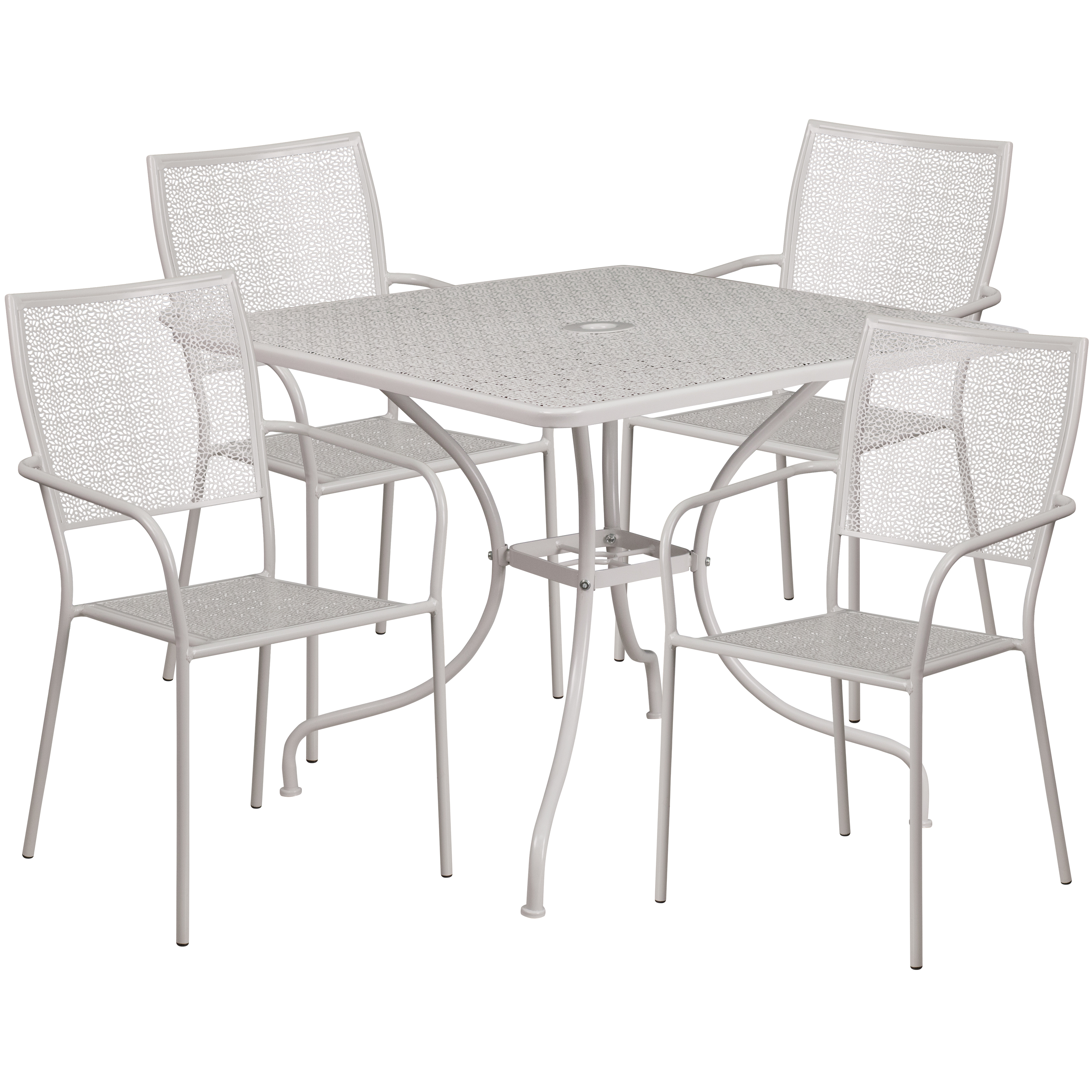Flash Furniture Oia Commercial Grade 35.5" Square Light Gray Indoor-Outdoor Steel Patio Table Set with 4 Square Back Chairs - image 1 of 5