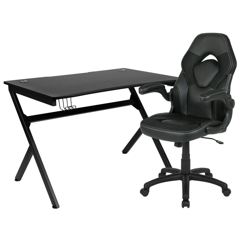 Flash Furniture Gaming Desk And Camouflageblack Racing Chair Set Cup  Holderheadphone Hookremovable Mouse Pad Top 2 Wire Management Holes