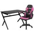 thumbnail image 1 of Flash Furniture Optis Black Gaming Desk and Pink/Black Racing Chair Set with Cup Holder, Headphone Hook & 2 Wire Management Holes, 1 of 13