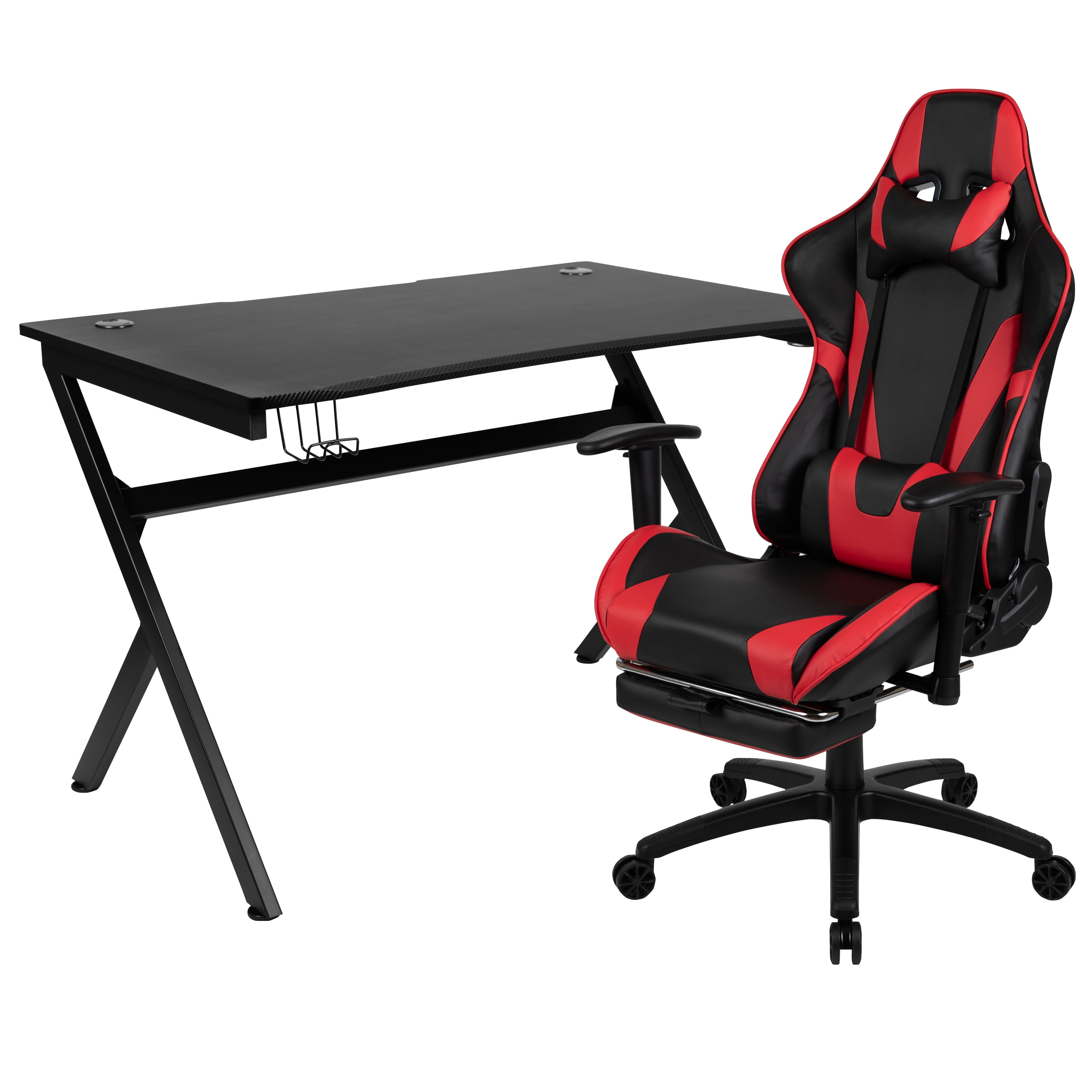 Flash Furniture Optis Black Gaming Desk and Red/Black Footrest
