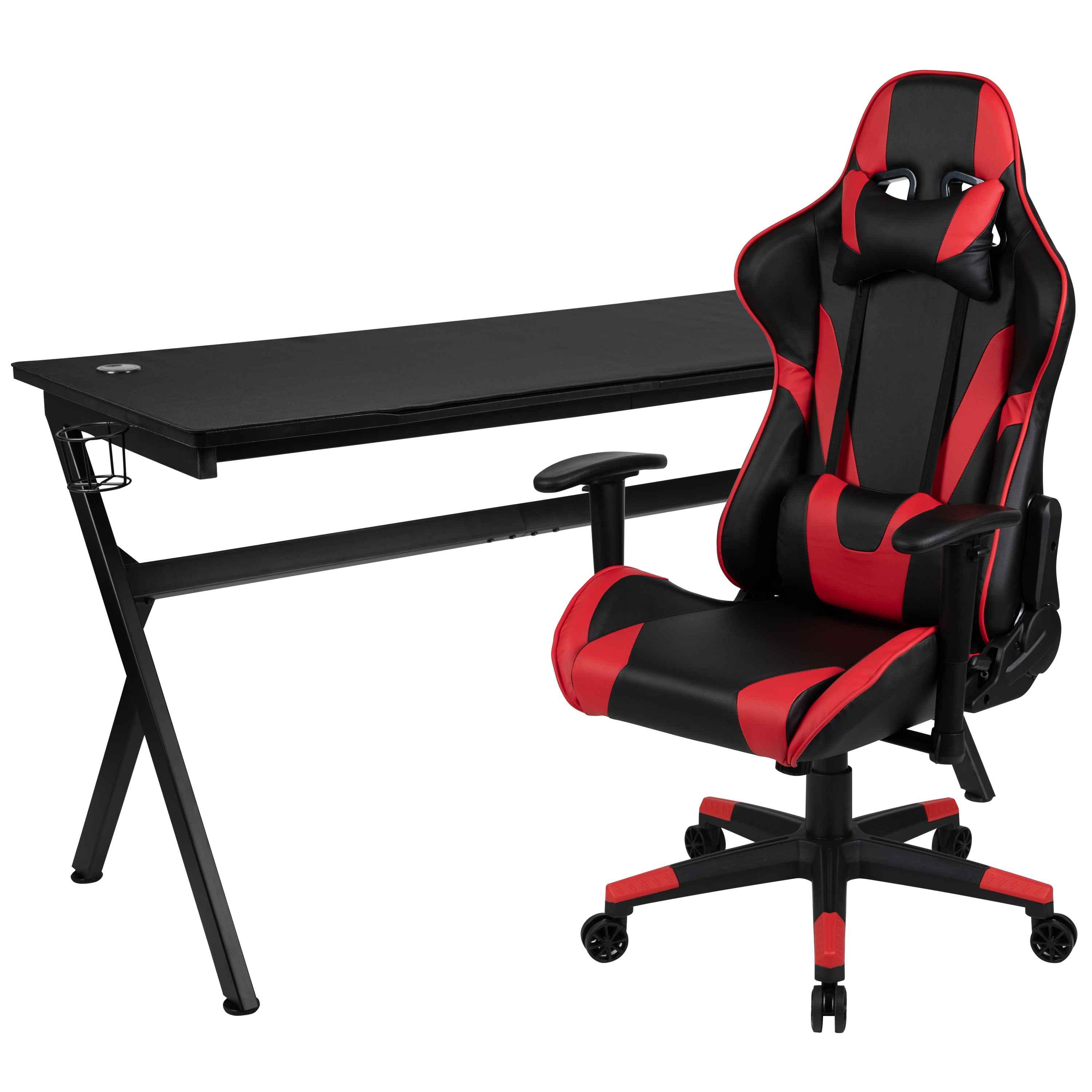 Flash Furniture Optis Gaming Desk and Red/Black Reclining Gaming Chair Set /Cup Holder/Headphone Hook/Removable Mouse Pad Top - Wire Management - image 1 of 4