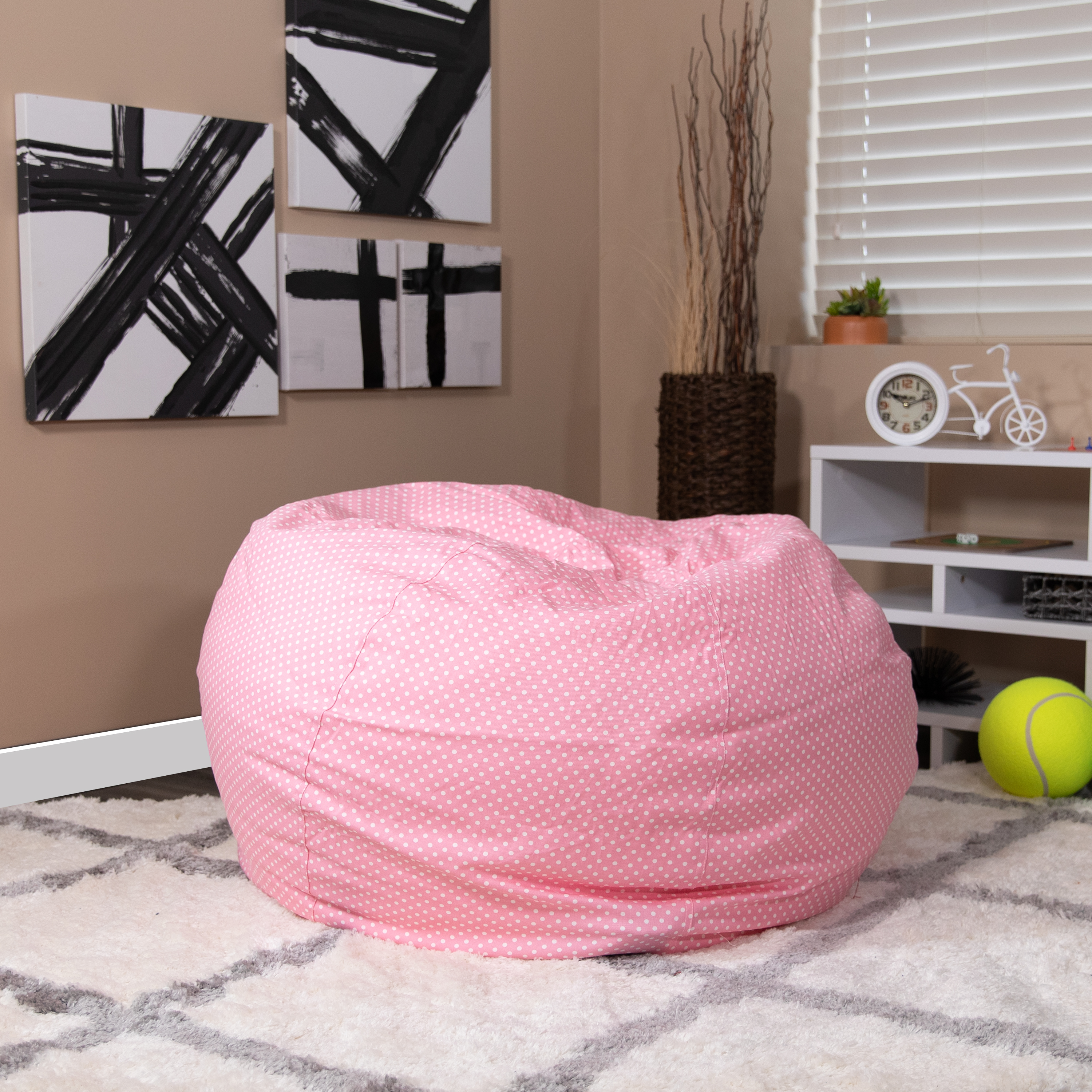 Flash Furniture Oversized Light Pink Dot Refillable Bean Bag Chair for All Ages - image 1 of 9