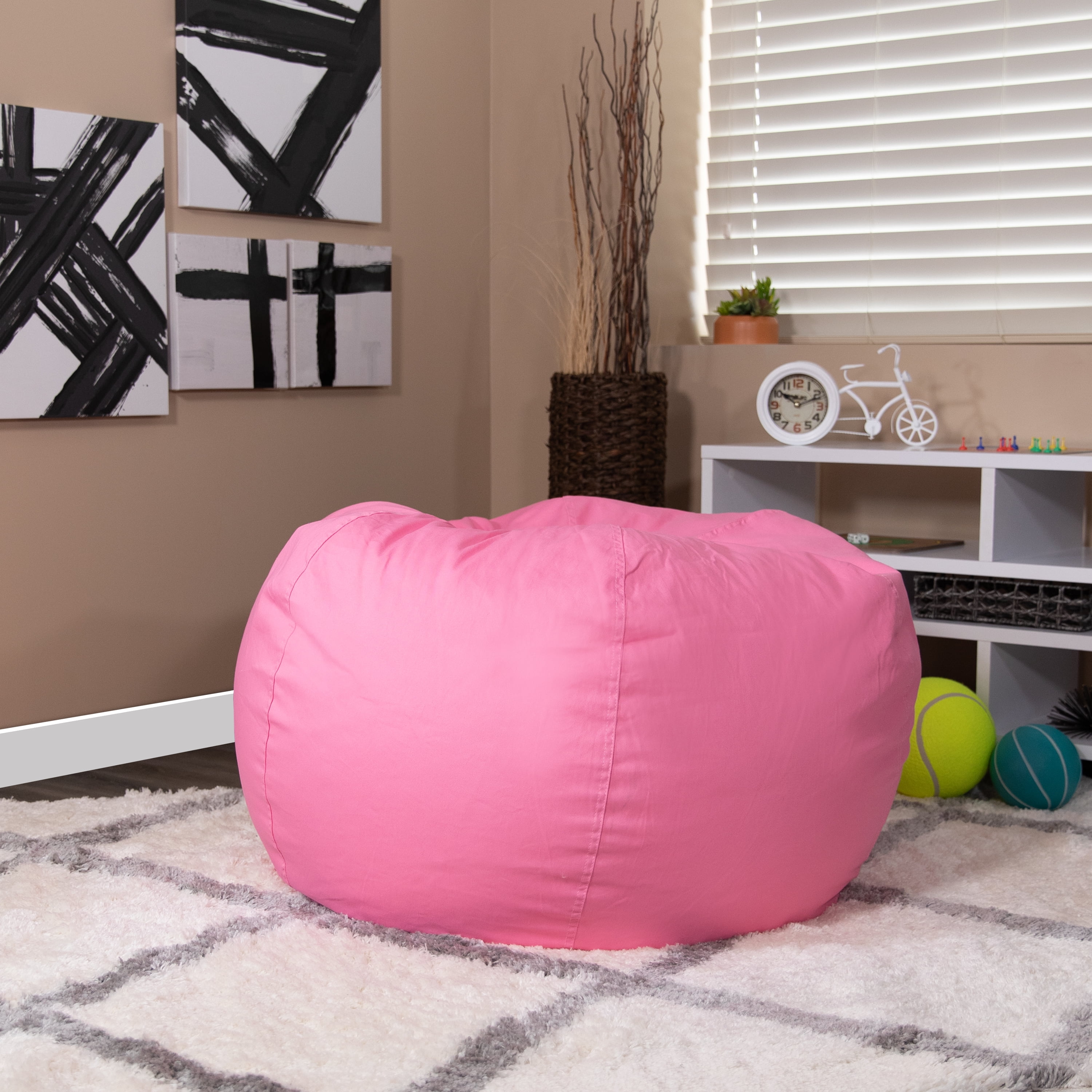 Flash Furniture Kids Bean Bag Chair Small, Solid Light Pink