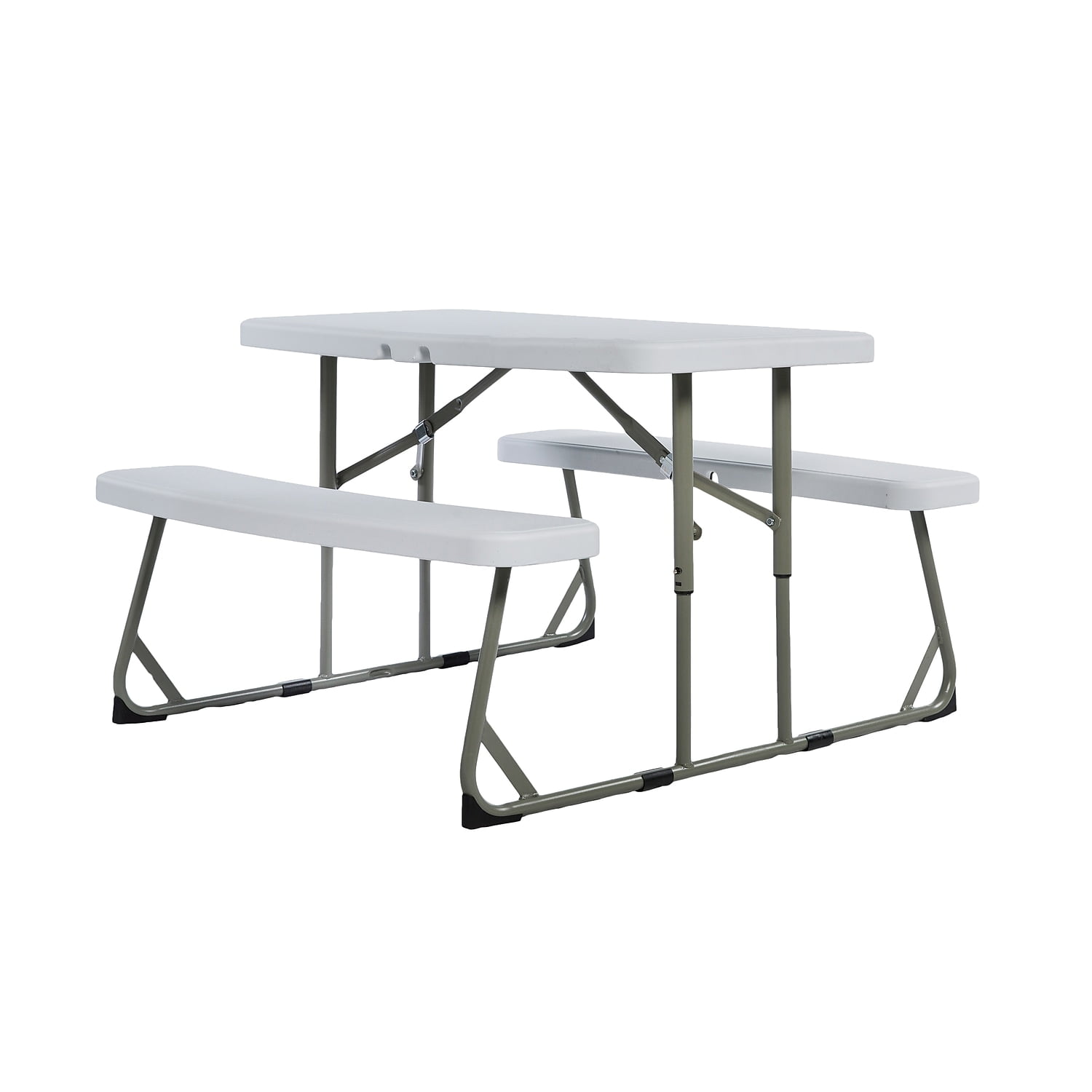 White Plastic Folding Kids Picnic Table with Benches for 4