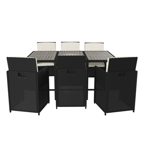 Flash Furniture Peregrine 7-Piece Outdoor Patio Dining Set, Black/Gray