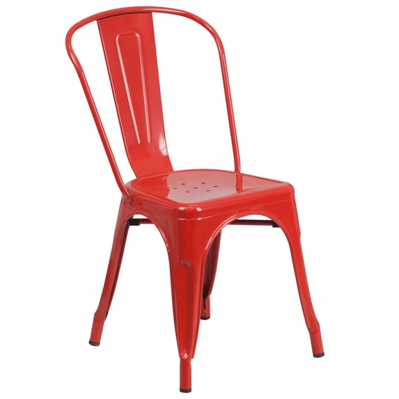 Flash Furniture Perry Adult Commercial-Grade Metal Indoor/Outdoor Stackable Dining Chair, Red