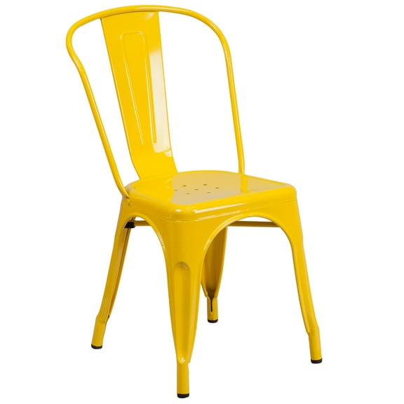 Flash Furniture Perry Adult Commercial-Grade Metal Indoor/Outdoor Stackable Dining Chair, Yellow