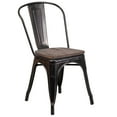 thumbnail image 1 of Flash Furniture Perry Black-Antique Gold Metal Stackable Chair with Wood Seat, 1 of 11