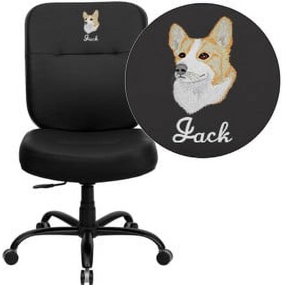 Flash Furniture Personalized HERCULES Series Big & Tall 400 lb. Rated Black LeatherSoft Rectangle Back Ergonomic Office Chair