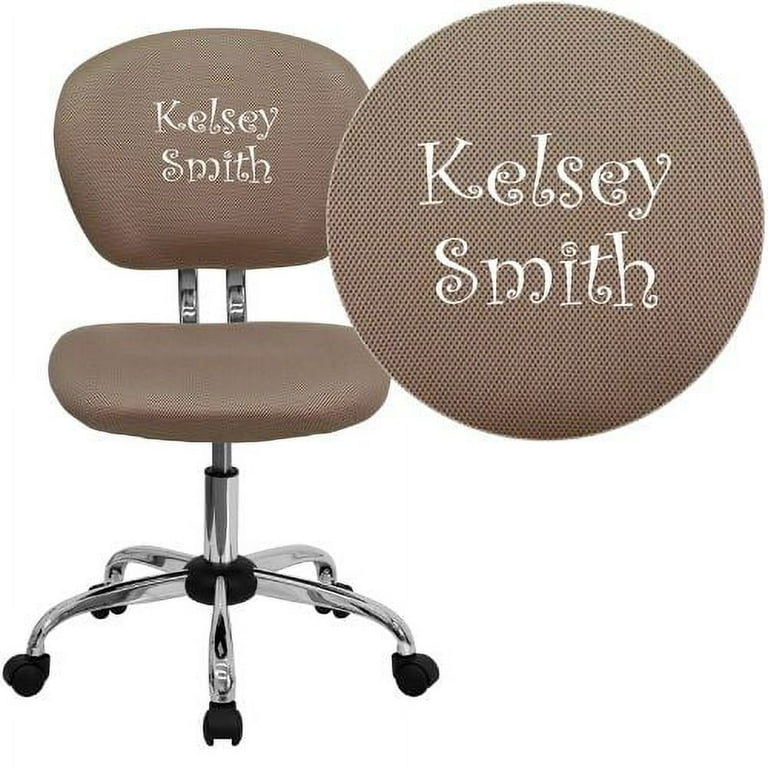 Flash Furniture Personalized Mid Back Coffee Brown Mesh Padded Swivel Task Office Chair with Chrome Base