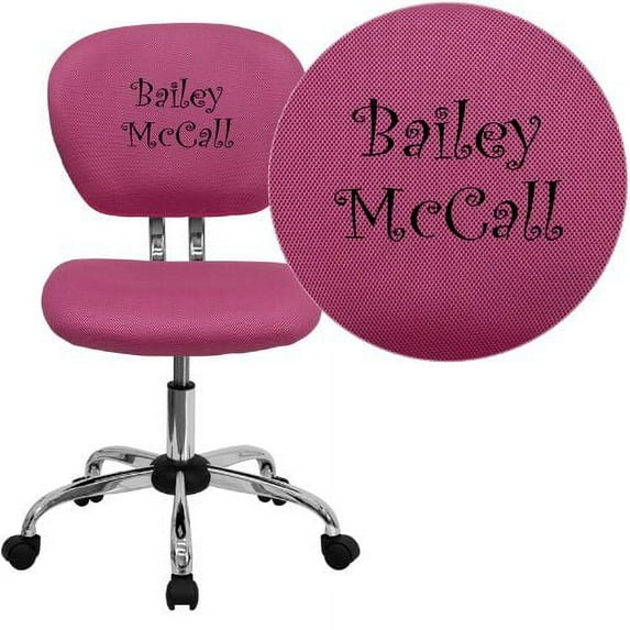 Flash Furniture Personalized Mid-Back Pink Mesh Padded Swivel Task Office Chair with Chrome Base