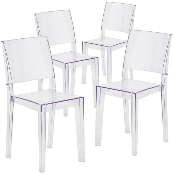 Phantom Series Transparent Stacking Side Chair, PK4 4-FH-121-APC-GG