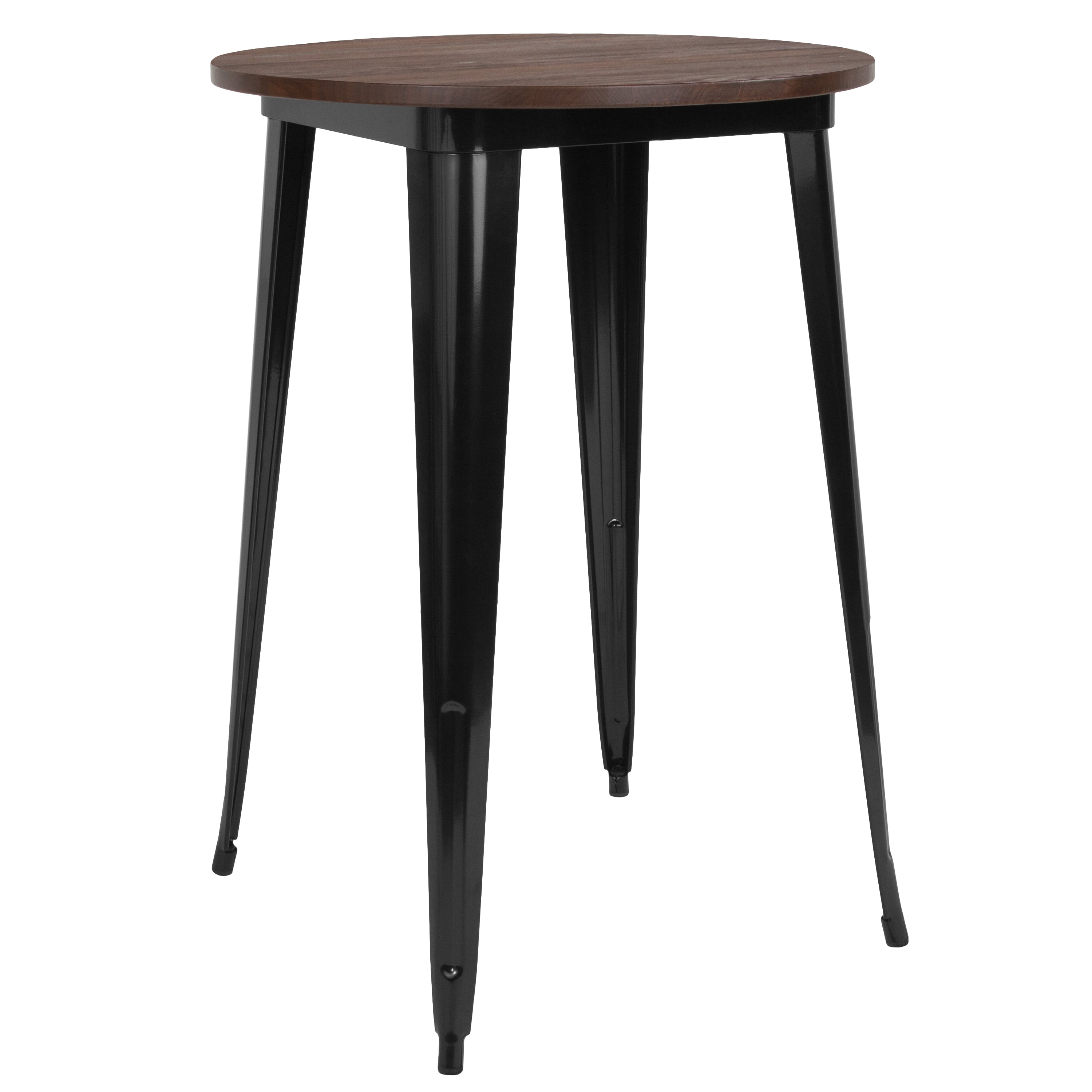 30" Round Black Reclaimed Wood Industrial Bar Table