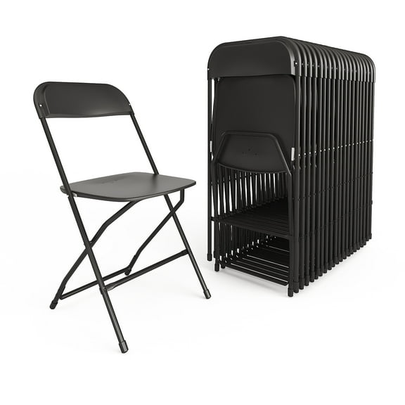 Flash Furniture Plastic Armless Folding Chair Black 20/Pack 20LEL3BLACK