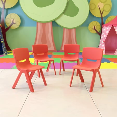 Flash Furniture Plastic Stacking Chair (4 Pack), Red