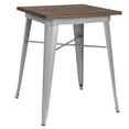 thumbnail image 1 of Flash Furniture Prince 23.5" Square Silver Metal Indoor Table with Walnut Rustic Wood Top, 1 of 7