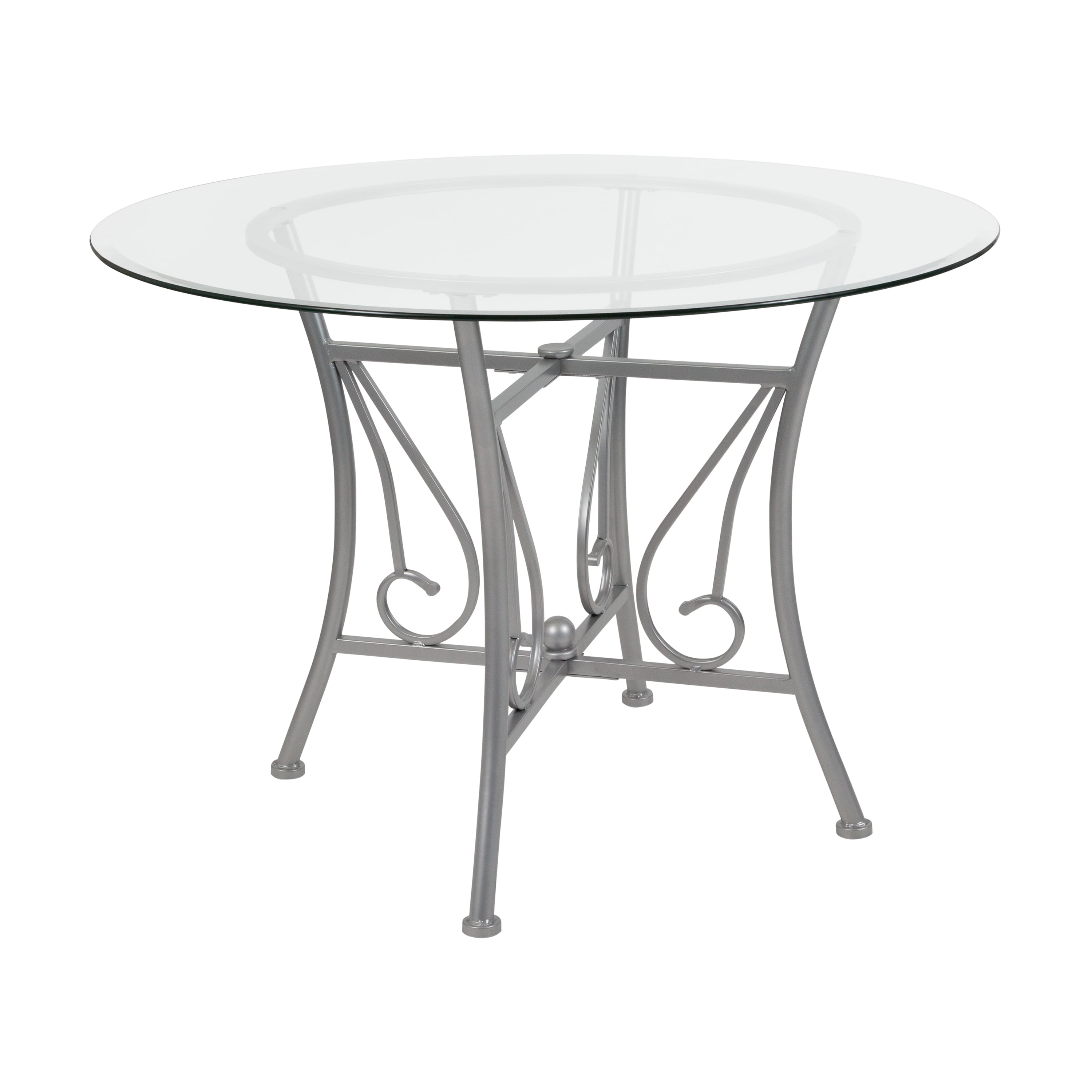 Flash Furniture Princeton 42'' Round Glass Dining Table with Silver Metal Frame