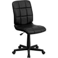 thumbnail image 1 of Flash Furniture Quilted Vinyl Swivel Task Chair with Mid-Back - Black, 1 of 1