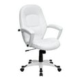 thumbnail image 1 of Flash Furniture Quincey Mid-Back White LeatherSoft Tapered Back Executive Swivel Office Chair with White Base and Arms, 1 of 9