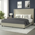 thumbnail image 1 of Flash Furniture Quinn Stitched Upholstered Platform Bed, Beige, King, 1 of 12